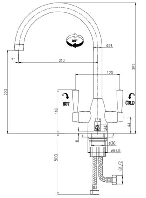 SCOTT & JAMES DANTI MATT BLACK MONO DUAL LEVER SWAN NECK KITCHEN SINK MIXER TAP with SWIVEL SPOUT, ELO0066 *SPECIAL OFFER* SCOTT & JAMES DANTI MATT BLACK MONO DUAL LEVER SWAN NECK KITCHEN SINK MIXER TAP with SWIVEL SPOUT, ELO0066 *SPECIAL OFFER*